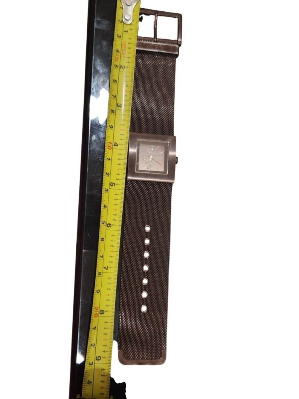 DKNY Brown Square Dial Watch With Mesh Stainless Steel Band